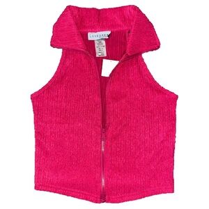 lovepoem boutique raspberry/pink zip down sleeveless chiffon turtleneck NWT sz S